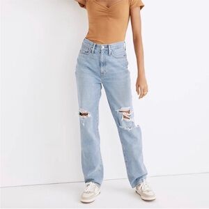 Madewell Baggy Straight Jeans in Earlhurst Wash: Ripped Edition ND550 Size29